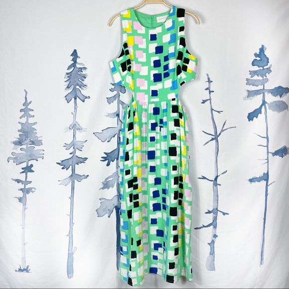 Anthropologie Corey Lynn Calter Green Abstract Midi Dress Size S NWT - Picture 3 of 10